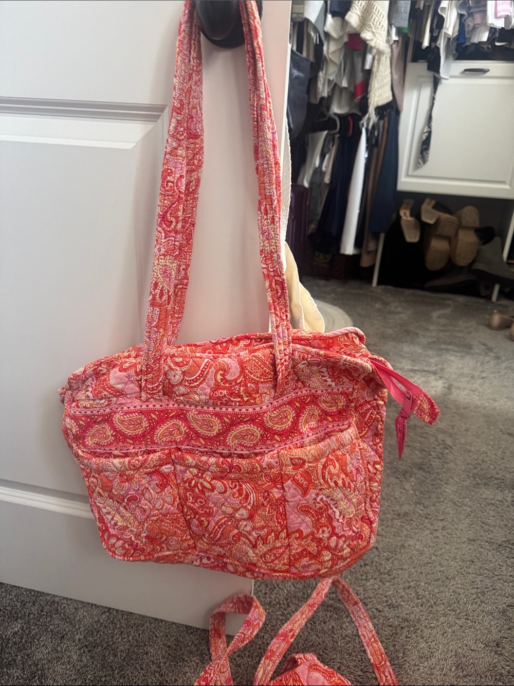 Vera Bradley Diaper Bag Coral Pink Paisley Quilted Tote